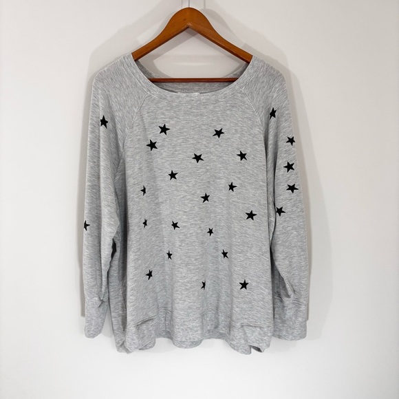 Gray Star Patterned Women's Sweatshirt Top - Picture 1 of 3